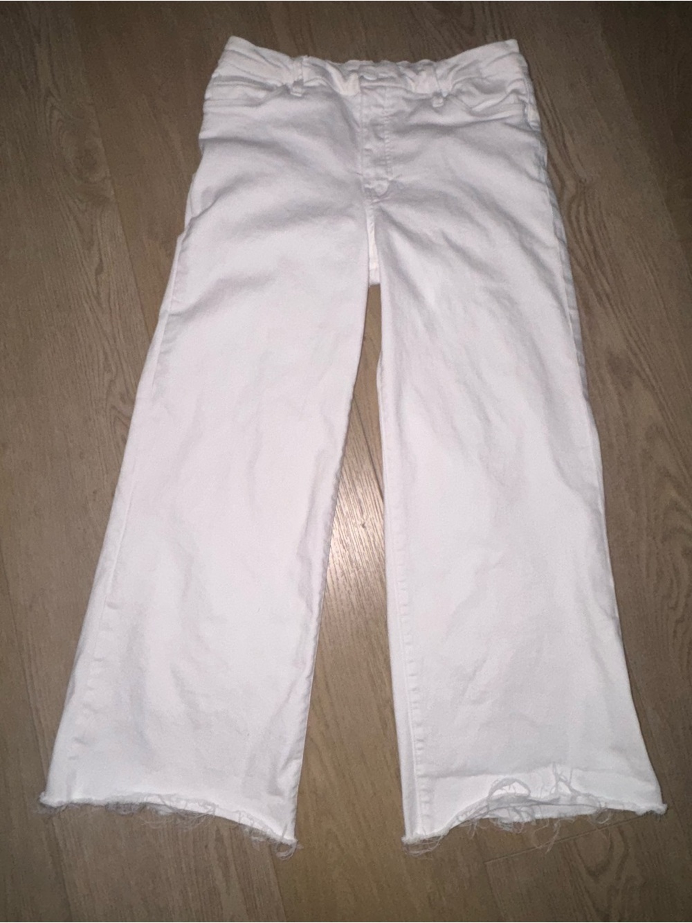 KUT From The Kloth Meg Fab Ab High Rise Wide Leg White Jeans Raw Hem Size 8 - Picture 2 of 7